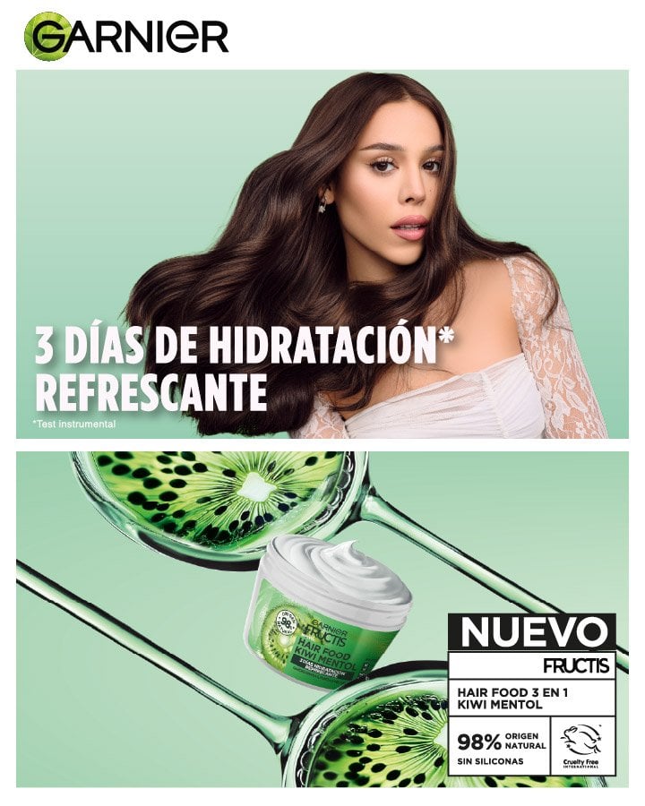 GARNIER, GARNIER FRUCTIS, FRUCTIS HAIR FOOD, HAIR FOOD, MASCARILLA DE CABELLO, MASCARILLA PARA EL PELO, MASCARILLA 3 USOS EN UNO, HAIR FOOD KIWI, MASCARILLA VEGANA, MASCARILLA NATURAL