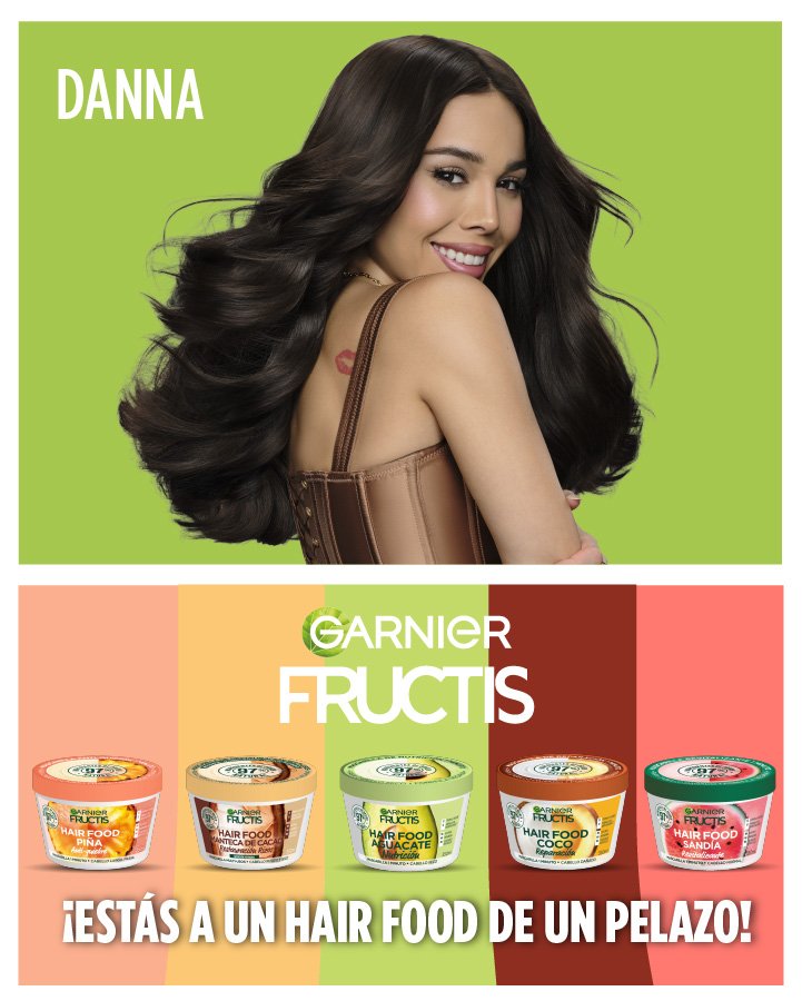 GARNIER FRUCTIS HAIR FOOD, HAIR FOOD, MASCARILLA DE CABELLO, MASCARILLA 3 USOS EN 1, MASCARILLA HAIR FOOD, TRATAMIENTO DE CABELLO, RUTINA HAIR FOOD, DANNA, DANNA PAOLA 