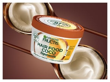 GARNIER, GARNIER FRUCTIS, FRUCTIS HAIR FOOD, HAIR FOOD, MASCARILLAS HAIR FOOD, MASCARILLA PARA CABELLO, TRATAMIENTO DE CABELLO, MASCARILLA 3 USOS EN 1, MASCARILLA COCO, HAIR FOOD COCO, PELO DAÑADO