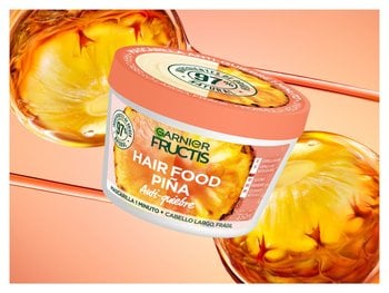GARNIER, GARNIER FRUCTIS, FRUCTIS HAIR FOOD, HAIR FOOD, MASCARILLAS HAIR FOOD, MASCARILLA PARA CABELLO, TRATAMIENTO DE CABELLO, MASCARILLA 3 USOS EN 1, MASCARILLA PIÑA, HAIR FOOD PIÑA, PELO LARGO Y DEBI, PUNTAS ABIERTAS