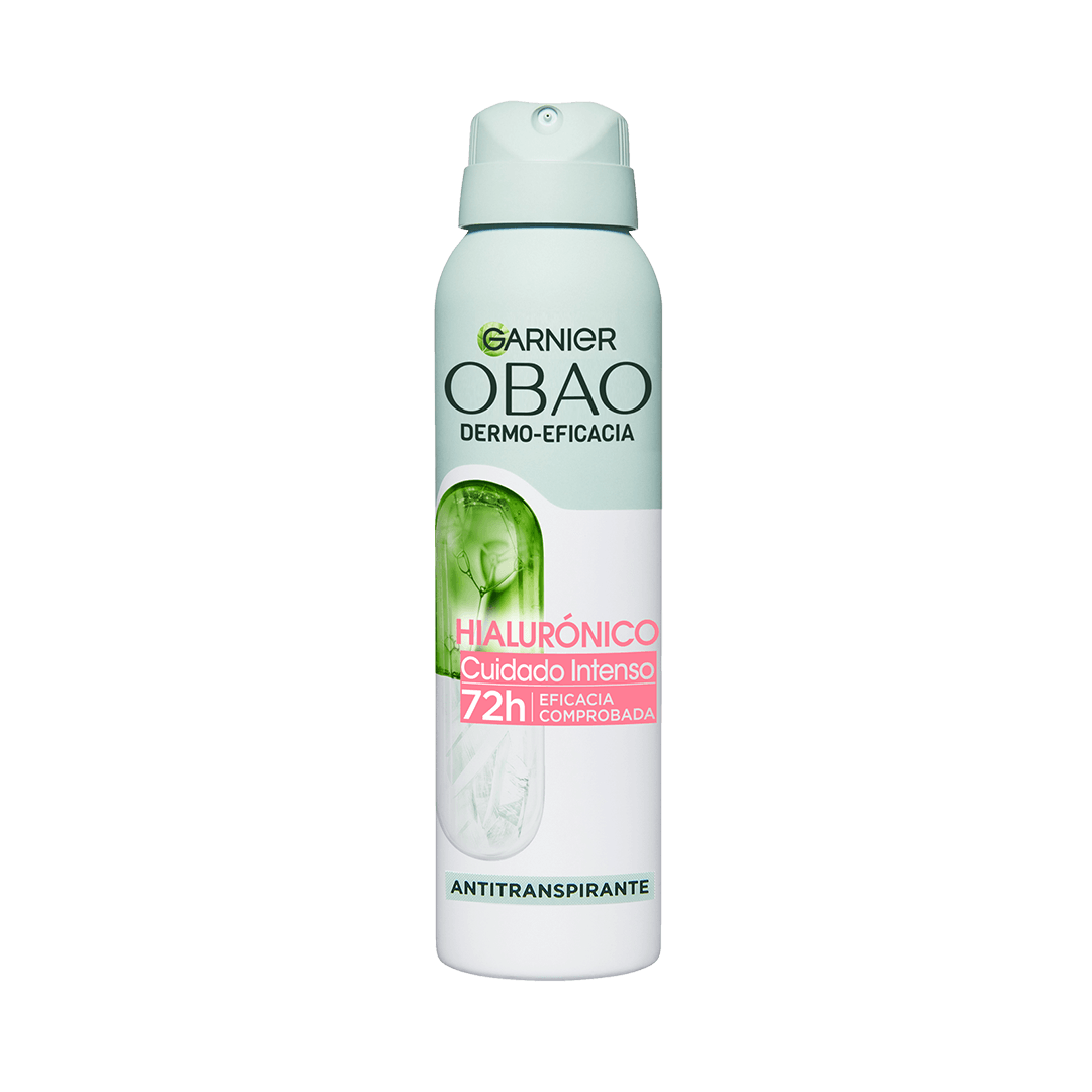 Garnier Obao Dermoeficacia Aerosol Hialurónico Cuidado Intenso Antitranspirante Eficacia Vegano Crueltyfree Sin Alcohol No irrita la piel Front Shot