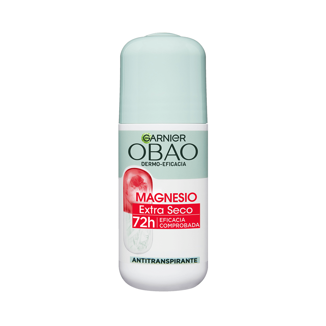 Garnier Obao Dermoeficacia Roll On Magnesio Extra seco Antitranspirante Eficacia Vegano Cruelty free Sin Alcohol No irrita la piel Front Shot