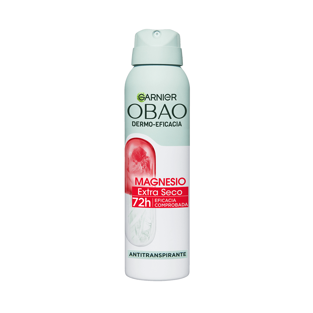 Garnier Obao Dermoeficacia Aerosol Magnesio Extra seco Antitranspirante Eficacia Vegano Cruelty free Sin Alcohol No irrita la piel Front Shot