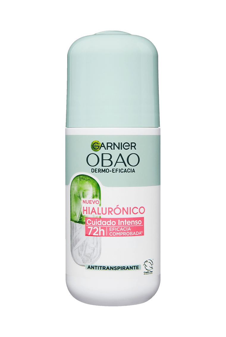 Garnier Obao Dermoeficacia Roll On Hialurónico Cuidado Intenso Antitranspirante Eficacia Vegano Crueltyfree Sin Alcohol No irrita la piel Front Shot