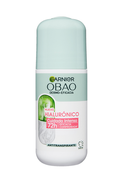 Garnier Obao Dermoeficacia Roll On Hialurónico Cuidado Intenso Antitranspirante Eficacia Vegano Crueltyfree Sin Alcohol No irrita la piel Front Shot
