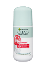 Garnier Obao Dermoeficacia Roll On Magnesio Extra seco Antitranspirante Eficacia Vegano Cruelty free Sin Alcohol No irrita la piel Front Shot