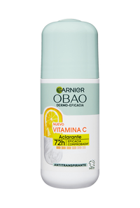 Garnier Obao Dermoeficacia Roll On Vitamina C Aclarante Antitranspirante Eficacia Vegano Cruelty free Sin Alcohol No irrita la piel Front Shot