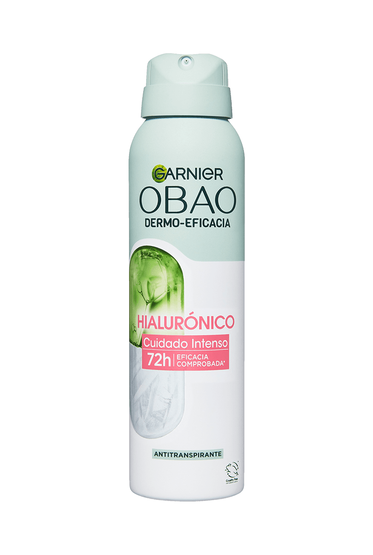 Garnier Obao Dermoeficacia Aerosol Hialurónico Cuidado Intenso Antitranspirante Eficacia Vegano Crueltyfree Sin Alcohol No irrita la piel Front Shot