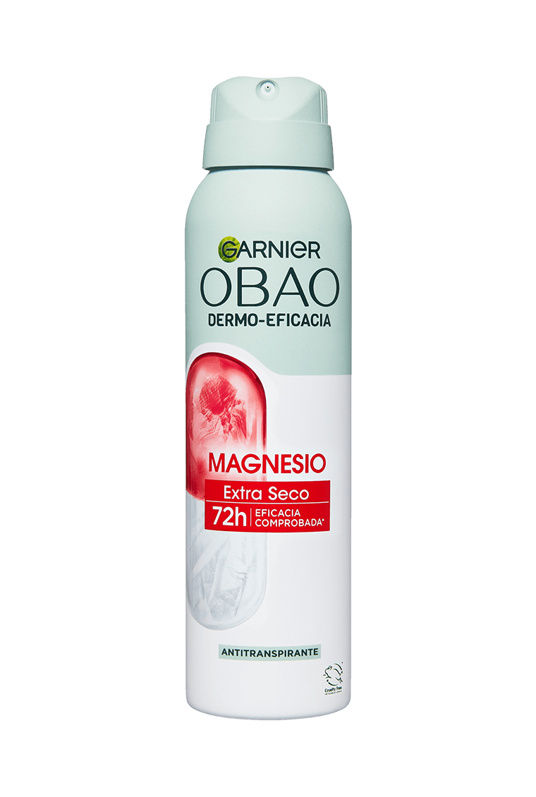 Garnier Obao Dermoeficacia Aerosol Magnesio Extra seco Antitranspirante Eficacia Vegano Cruelty free Sin Alcohol No irrita la piel Front Shot