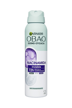 Garnier Obao Dermoeficacia Aerosol Niacinamida Invisible Antitranspirante Eficacia Anti Manchas Vegano Crueltyfree Sin Alcohol No irrita la piel Front Shots