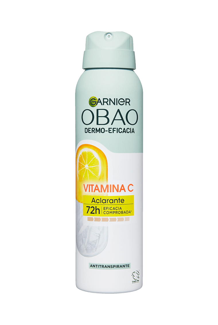 Garnier Obao Dermoeficacia Aerosol Vitamina C Aclarante Antitranspirante Eficacia Vegano Cruelty free Sin Alcohol No irrita la piel Front Shot