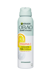 Garnier Obao Dermoeficacia Aerosol Vitamina C Aclarante Antitranspirante Eficacia Vegano Cruelty free Sin Alcohol No irrita la piel Front Shot
