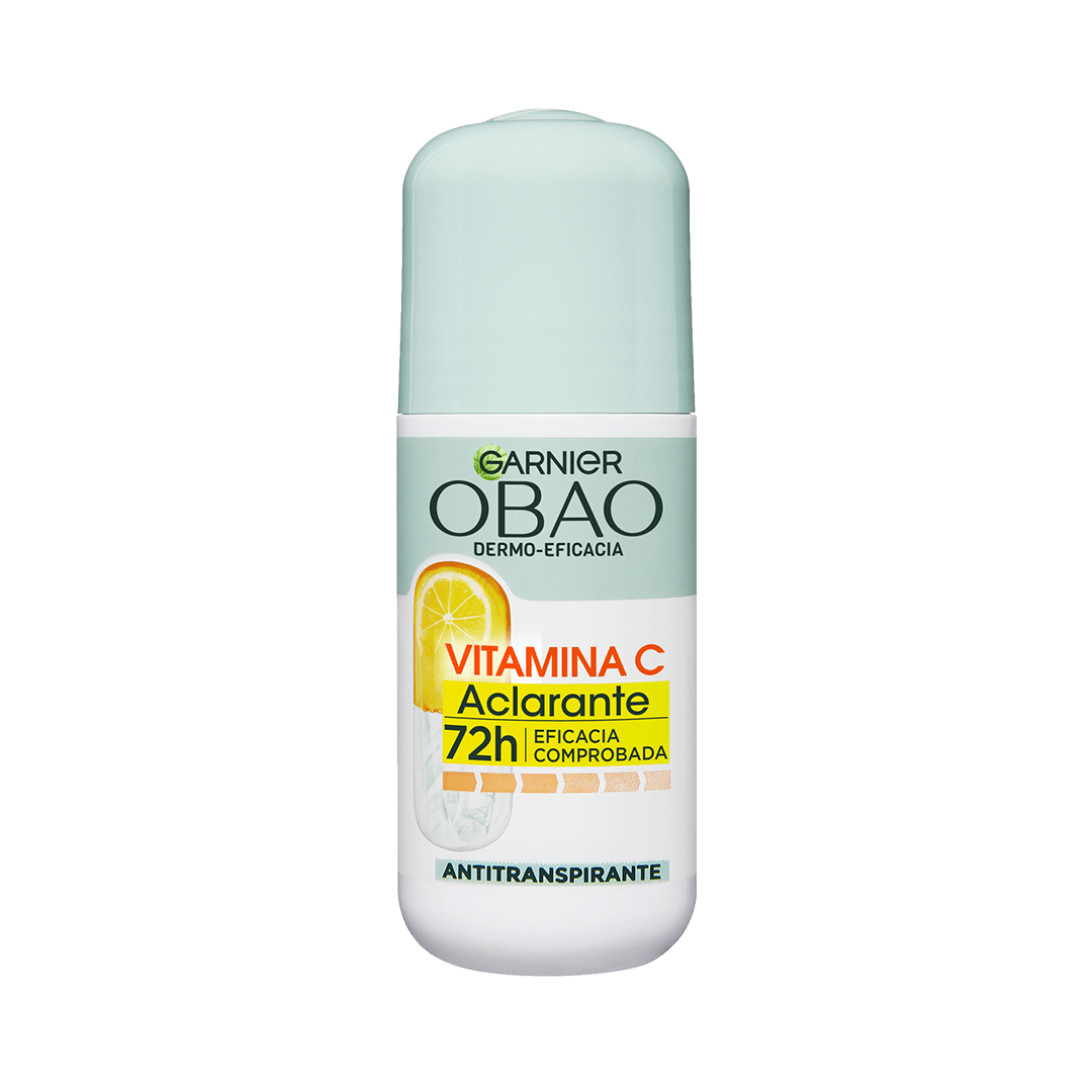 Garnier Obao Dermoeficacia Roll On Vitamina C Aclarante Antitranspirante Eficacia Vegano Cruelty free Sin Alcohol No irrita la piel Front Shot