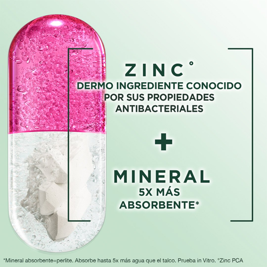 Garnier Obao Dermoeficacia Roll On  Zinc Beneficios Protección Multibeneficios Antibacterial Dermoingrediente