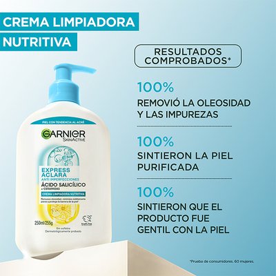 Crema limpiadora Garnier Express Aclara resultados comprobados