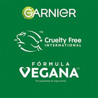 Garnier con fórmula vegana y certificación cruelty free, sin ingredientes de origen animal.