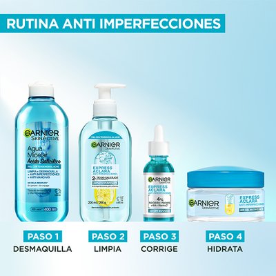 Rutina completa anti-imperfecciones Garnier Express Aclara