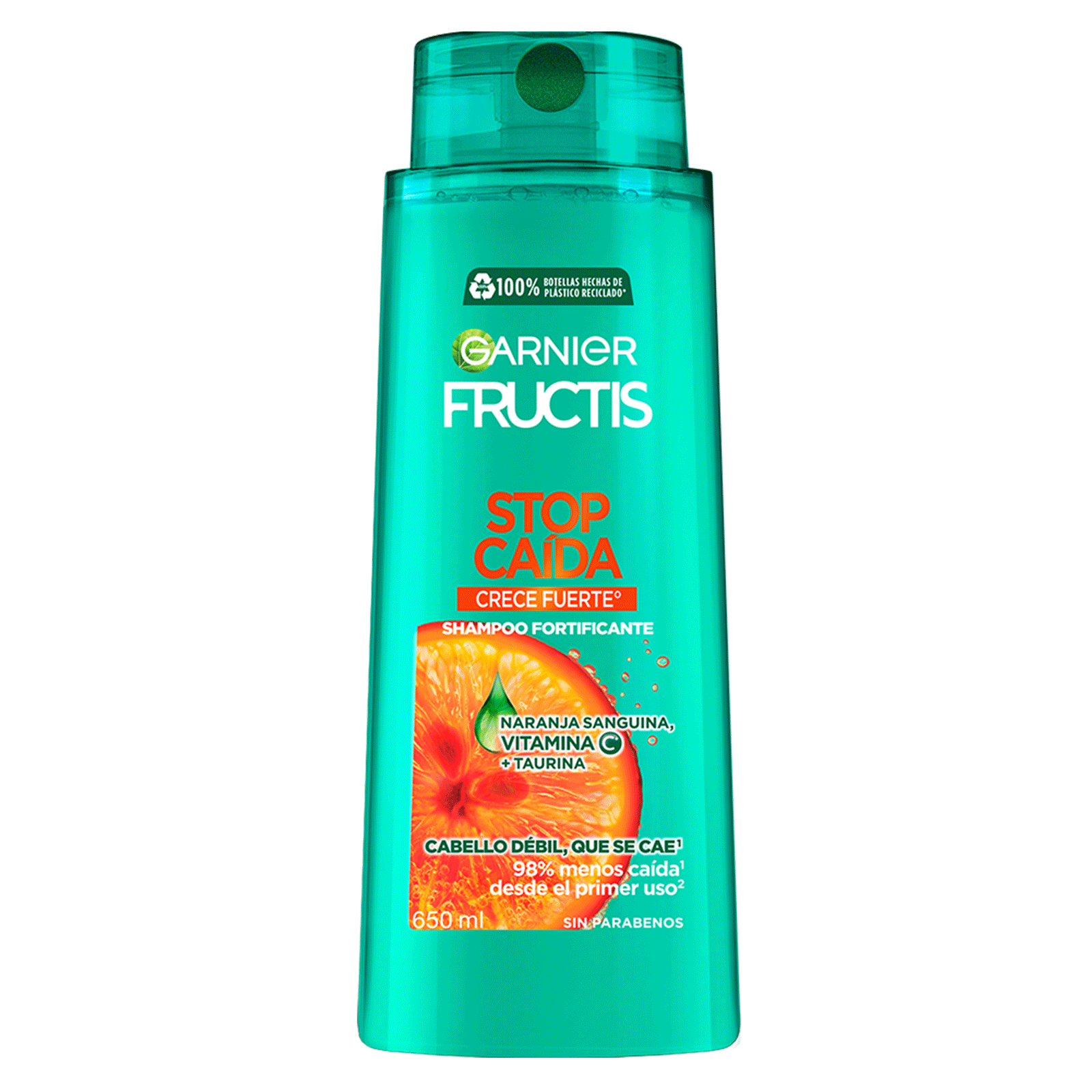 Shampoo Garnier Fructis Stop Caída Crece Fuerte con vitamina C° que reduce la caída del pelo con formula vegana