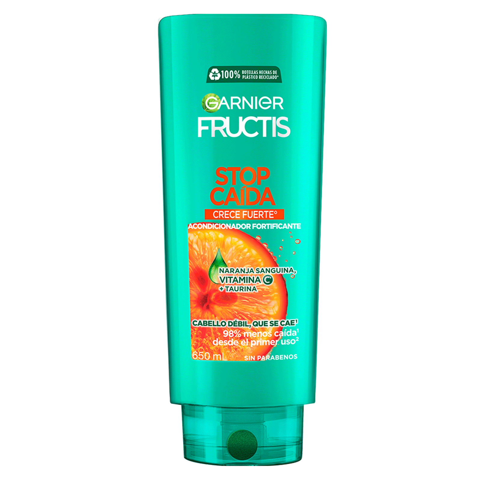 Acondicionador Garnier Fructis Stop Caída Crece Fuerte con vitamina C° que reduce la caída del pelo con formula vegana