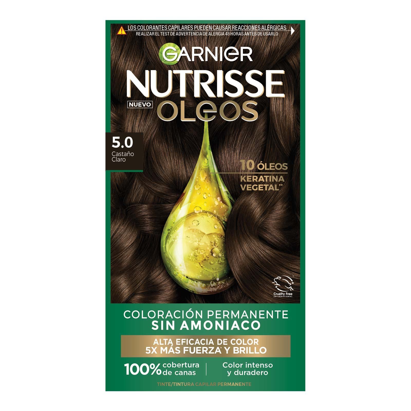 COLORACIÓN SIN AMONIACO NUTRISSE OLEOS TONO 5.0 CASTAÑO CLARO