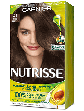 borde huella dactilar Pronombre Tinte de cabello Nutrise Color Café delicia tono 41 cubre canas | Garnier  México