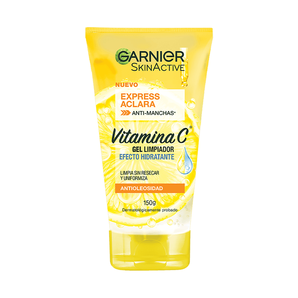 Envase del  producto Nuevo Garnier, Gel de Limpieza efecto hidratante Vitamina C